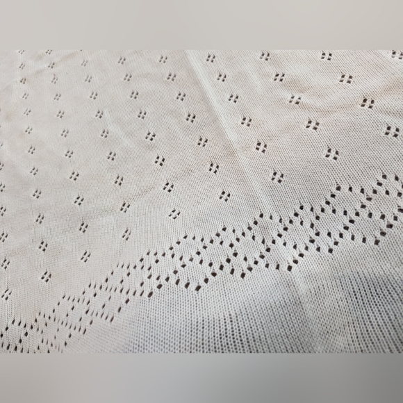 NWOT Off White Knit Baby Blanket Stroller Throw Neutral Boy Girl - Picture 4 of 6